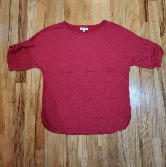 Max Studio Short sleeve frill sleeves oversized relaxed fit shirt red size small - Picture 5 of 7